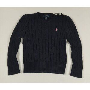 Polo Ralph Lauren Kids Size 4/4T Navy Blue Cable Knit Cotton Sweater